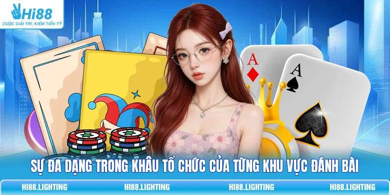 Sự đa dạng trong khâu tổ chức của từng khu vực đánh bài